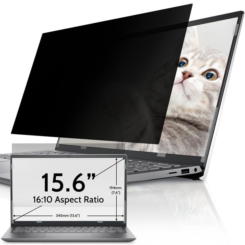 Laptop Privacy Screen 15.6 Inch for HP Dell Acer Asus Lenovo Thinkpad Envy Xps, 16:10 Aspect IPROKKO Removable 15.6in Anti Blue Light Glare Privacy Filter Shield, Anti Spy Computer Monitor Security