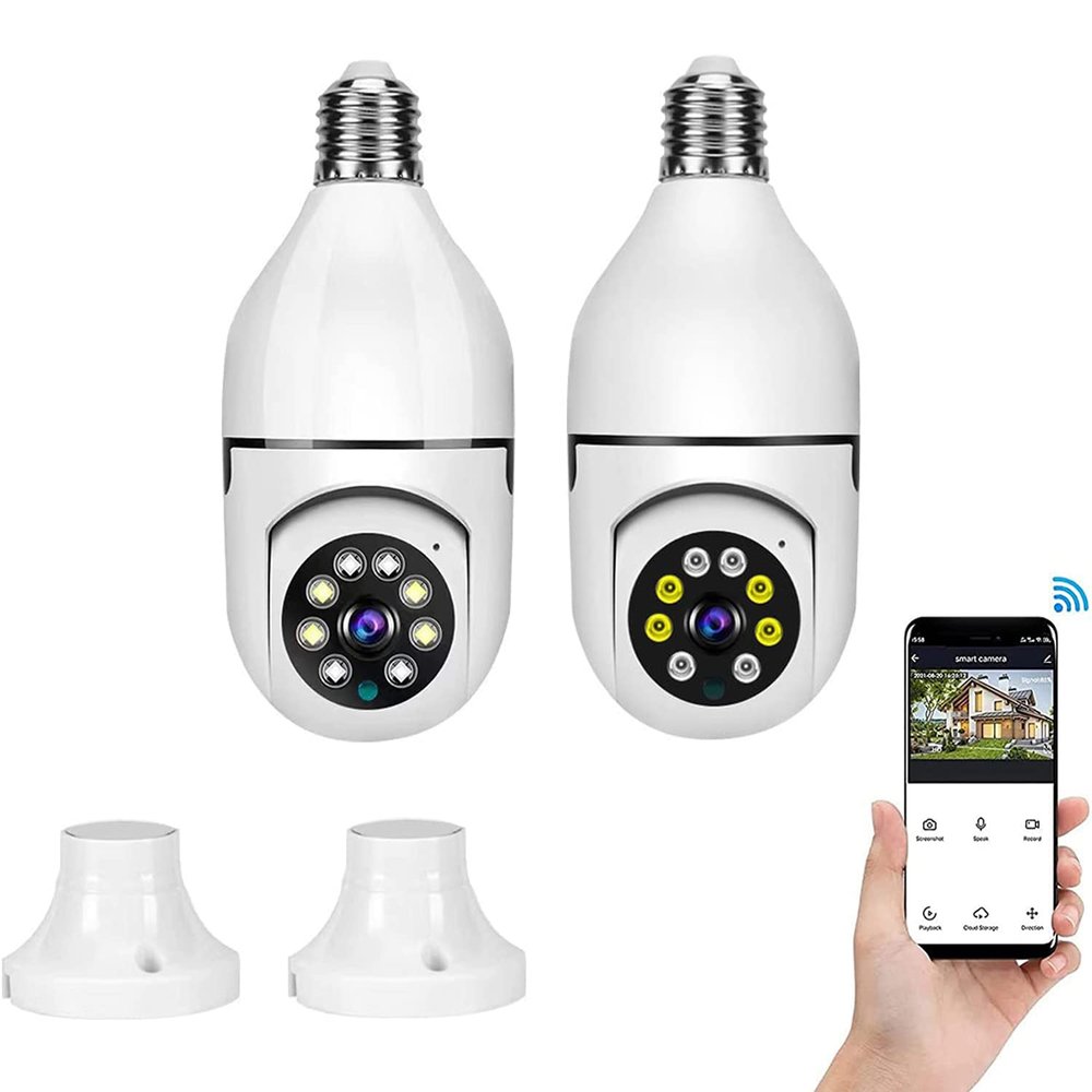 Hausafecam HD, Hausafecam HD Light Bulb Camera,Light Camera for Home Security with Smart Motion Detection,Color Night Vision,2 Way Audio (2White)