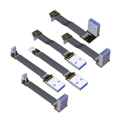 ADT-Link USB 2.0 Micro B Male to Type A Male Extension Ribbon Cable Fold 90 FPV Slim Flat Soft Flexible FPC (3cm, S3A-W3R)