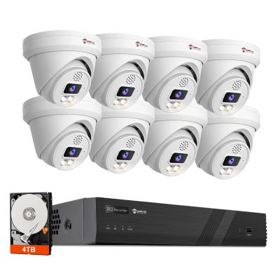 Two-Way Audio, Anpviz 16CH PoE Security Camera System, AI Human Vehicle Detection, 8PCS Wired 6MP PoE IP Cameras for Business Home, 12MP 16CH NVR Pre-Installed 4TB HDD for 24-7 Recording, NDAA