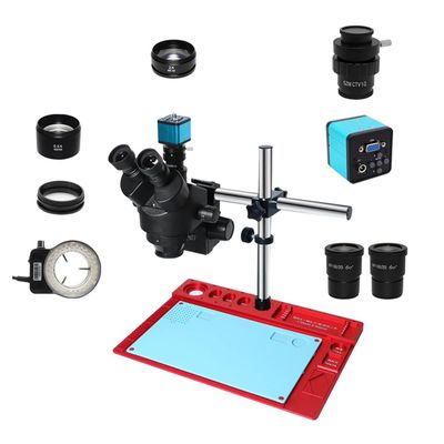 3.5X-90X Simul-Focal Trinocular Stereo Zoom Microscope with 38MP HDMI USB Microscopio Digital Camera Soldering PCB Repair Tool (Color : VGA CTV 0.5X len)