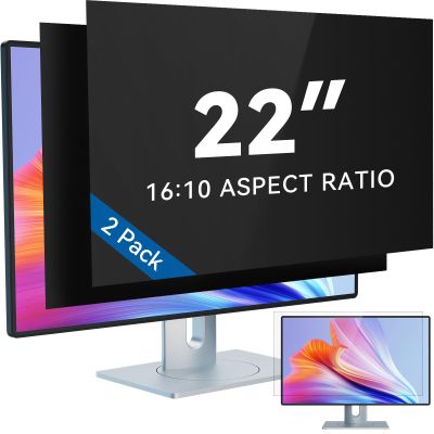 [2-Pack] 22 Inch Computer Privacy Screen Filter for 16:10 Widescreen Monitor, IPROKKO Removable 22in Anti Blue Light Glare Privacy Shield, Anti Spy Security Protector for Hp Dell Asus Acer Samsung