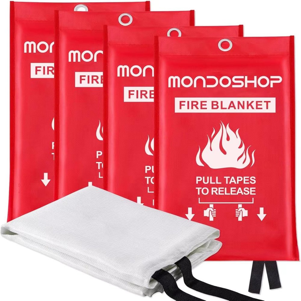 Mondoshop Fire Blanket for Home and Kitchen - Emergency Fire Suppression Blankets Fireproof Blanket Fire Retardant Blankets for Car, Fireplace, Camping, Picnic, Grill