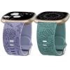 Minyee 2 Packs Floral Engraved Band Compatible with Fitbit Versa 4/Versa 3/Sense 2/Sense Band Women, Cute Silicone Dandelion Sunflower Design Soft Sport Fancy Summer Strap for Versa 4 view 1