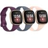 [3 PACK] Silicone Slim Band Compatible with Fitbit Versa 4 Bands Women Men, Soft Narrow Sport Strap Wristbands for Versa 4/Versa 3/Sense 2/Sense (Small, Deep Purple & Blue Gray & Light Pink) view 1