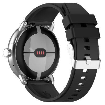DKEnjoy Watch Band Compatible with Google Pixel Watch Strap, Silicone Replacement Accessories Bracelet Adjustable Wristband (Black)
