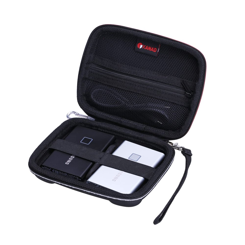 XANAD Black 2-in-1 Portable SSD Case for Samsung T9/T7 Shield/T7/T7 Touch (250GB 500GB 1TB 2TB), Heavy Duty Protection, Waterproof, Lightweight
