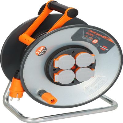 Brennenstuhl ProfessionalLine SteelCore SC 3100 IP44 Cable Reel (33 m, Drum Body Made of Sheet Steel, Construction Site Use and Continuous Outdoor Use, BGI 608, Made in Germany)