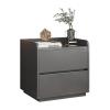 Bedside Table with Drawers Gray, Nightstand Table for Bedroom, Modern Night Stand, Small Side Table with Drawers Living Room, Easy Assembly view 1
