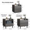 Bedside Table with Drawers Gray, Nightstand Table for Bedroom, Modern Night Stand, Small Side Table with Drawers Living Room, Easy Assembly view 2