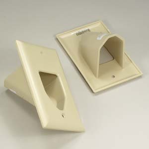 Cable Central LLC (100 Pack 1-Gang Recessed Low Voltage Cable Plate, Ivory