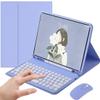 AnMengXinLing Galaxy Tab S8/Tab S7 11 Inch (Model SM-X700/X706/T870/T875/T878) Case with Keyboard and Mouse Combo, Retro Round Keys Detachable Bluetooth Keyboard Cover with S Pen Holder (Purple) view 1