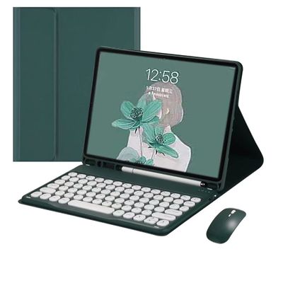Galaxy Tab A8 10.5 Inch 2022 Model (SM-X200/X205/X207) Case with Keyboard and Mouse Combo,Circle Keys Detachable Magnet Wireless Bluetooth Keyboard Slim Stand Cover with S Pen Holder (Teal)