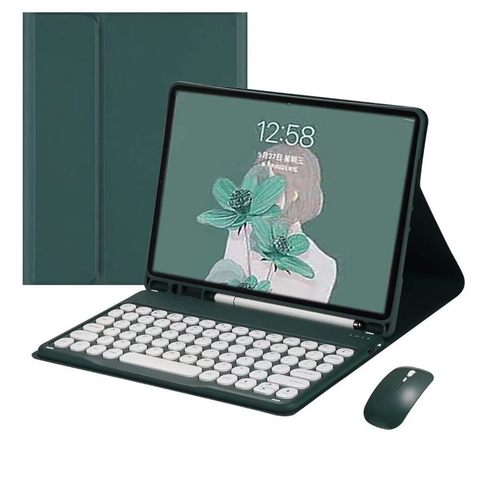 Galaxy Tab A8 10.5 Inch 2022 Model (SM-X200/X205/X207) Case with Keyboard and Mouse Combo,Circle Keys Detachable Magnet Wireless Bluetooth Keyboard Slim Stand Cover with S Pen Holder (Teal)