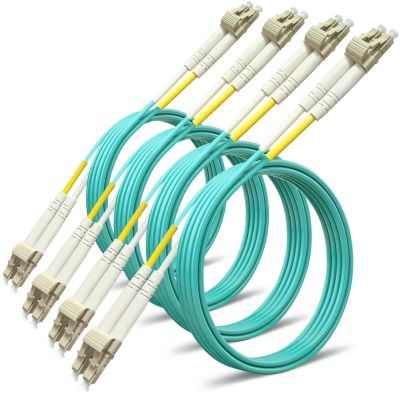 Bangun 5m (4Pack) LC to LC Duplex OM3 Multimode Fiber Patch Cable (50/125), 10G Gigabit Fiber Optic Cables, 2.0mm Fiber Optic Patch Cable