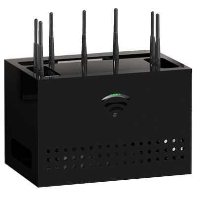 Floating Shelf,WiFi Storage Box,Desktop Organizer,Dust-Proof Box,Power Strip Cable Management Hider Rack (Color : Black, Size : 33x22x22cm)