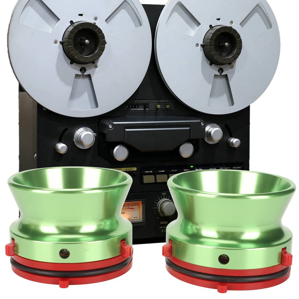 1 Pair Nab Hub Adapters, 10 Inch Opener Universal Loading Device for Studer, for Akai, for Teac, for Reel to Reel Tape Recorders, Polished Aluminium Nab Hub Device (Green)