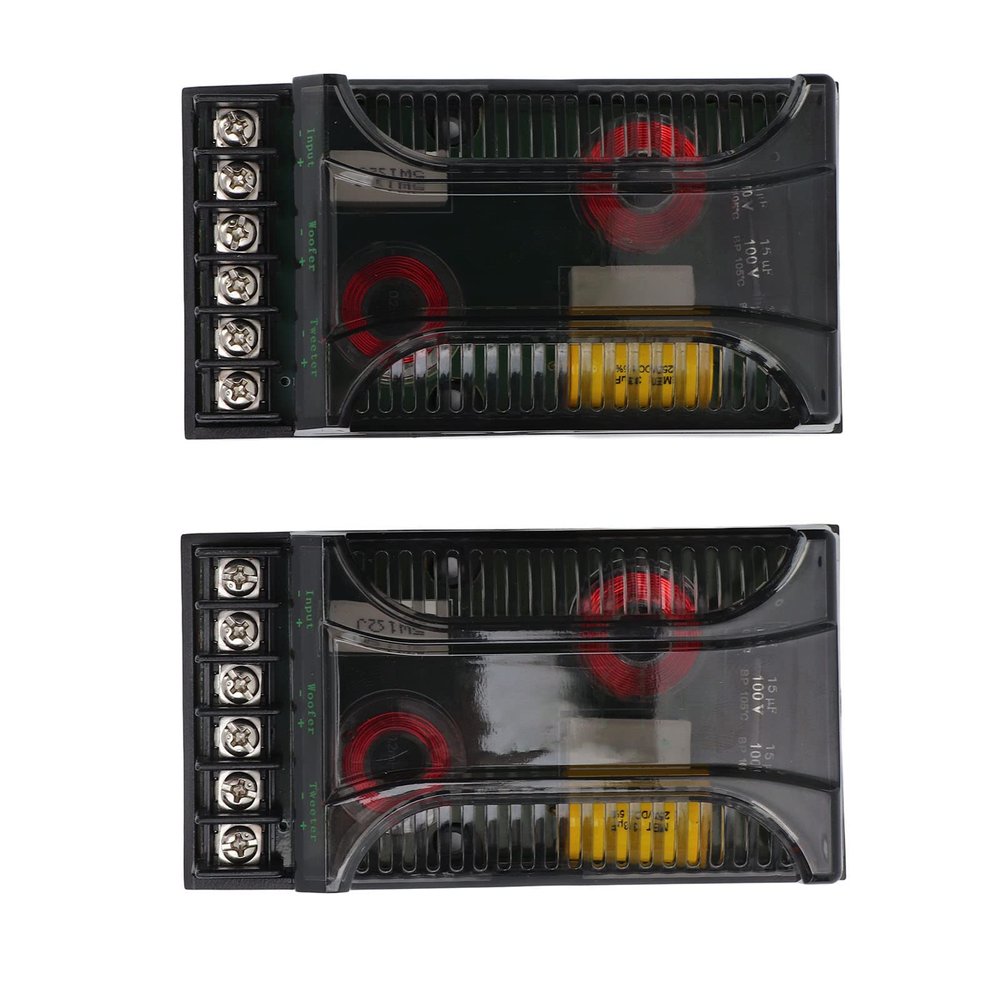2Pcs Car Audio Passive Crossover, 2 Way Car Audio Crossover Overcurrent Universal Heat Dissipation Speaker Frequency Divider