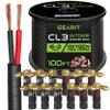 GEARit 100ft 16 AWG CL3 Black Speaker Wire & 12 Rt Angle Banana view 1