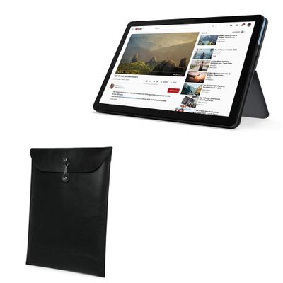 BoxWave Case Compatible with Lenovo IdeaPad Duet Chromebook (10.1 in - ZA6F) - Nero Leather Envelope, Leather Wallet Style Flip Cover