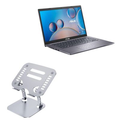 BoxWave Stand and Mount Compatible with ASUS VivoBook 14 (F415) - Executive VersaView Laptop Stand, Ergonomic Adjustable Viewing Angle Metallic Riser - Metallic Silver
