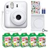 Fujifilm Instax Mini 12 Instant Camera + MiniMate Accessory Bundle & Compatible Custom Case + Fuji Instax Film Value Pack (50 Sheets) Flamingo Designer Photo Album (Clay White) view 1