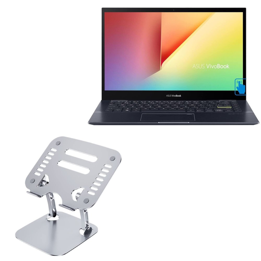 BoxWave Stand and Mount Compatible with ASUS VivoBook Flip 14 2-in-1 TP470EA-AS34T (14 in) - Executive VersaView Laptop Stand, Ergonomic Adjustable Viewing Angle Metallic Riser - Metallic Silver