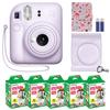 Fujifilm Instax Mini 12 Instant Camera + MiniMate Accessory Bundle & Compatible Custom Case + Fuji Instax Film Value Pack (50 Sheets) Flamingo Designer Photo Album (Lilac Purple) view 1