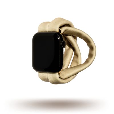Desert Khaki Yoga Band Apple Watch Series 1-8, 38mm 40mm 41mm 42mm 44mm 45mm (Small (wrist smaller than 7.5" inches), Connector Size: 38mm | 40mm | 41mm, Connector Color: Rose Gold)