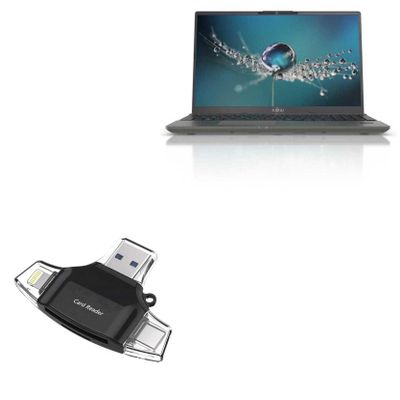 BoxWave Smart Gadget Compatible with Fujitsu LifeBook U7511 - AllReader SD Card Reader, microSD Card Reader SD Compact USB - Jet Black
