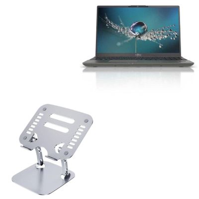 BoxWave Stand and Mount Compatible with Fujitsu LifeBook U7511 - Executive VersaView Laptop Stand, Ergonomic Adjustable Viewing Angle Metallic Riser - Metallic Silver