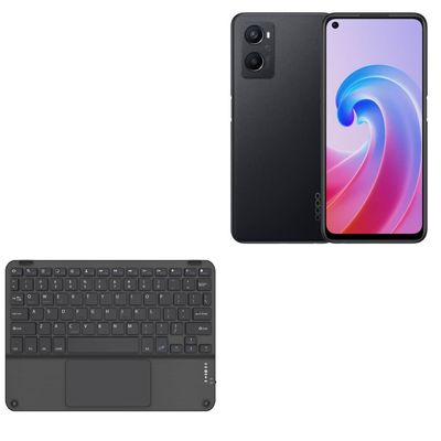 BoxWave Keyboard Compatible with Oppo A96 - SlimKeys Bluetooth Keyboard with Trackpad, Portable Slim TouchPad - Jet Black