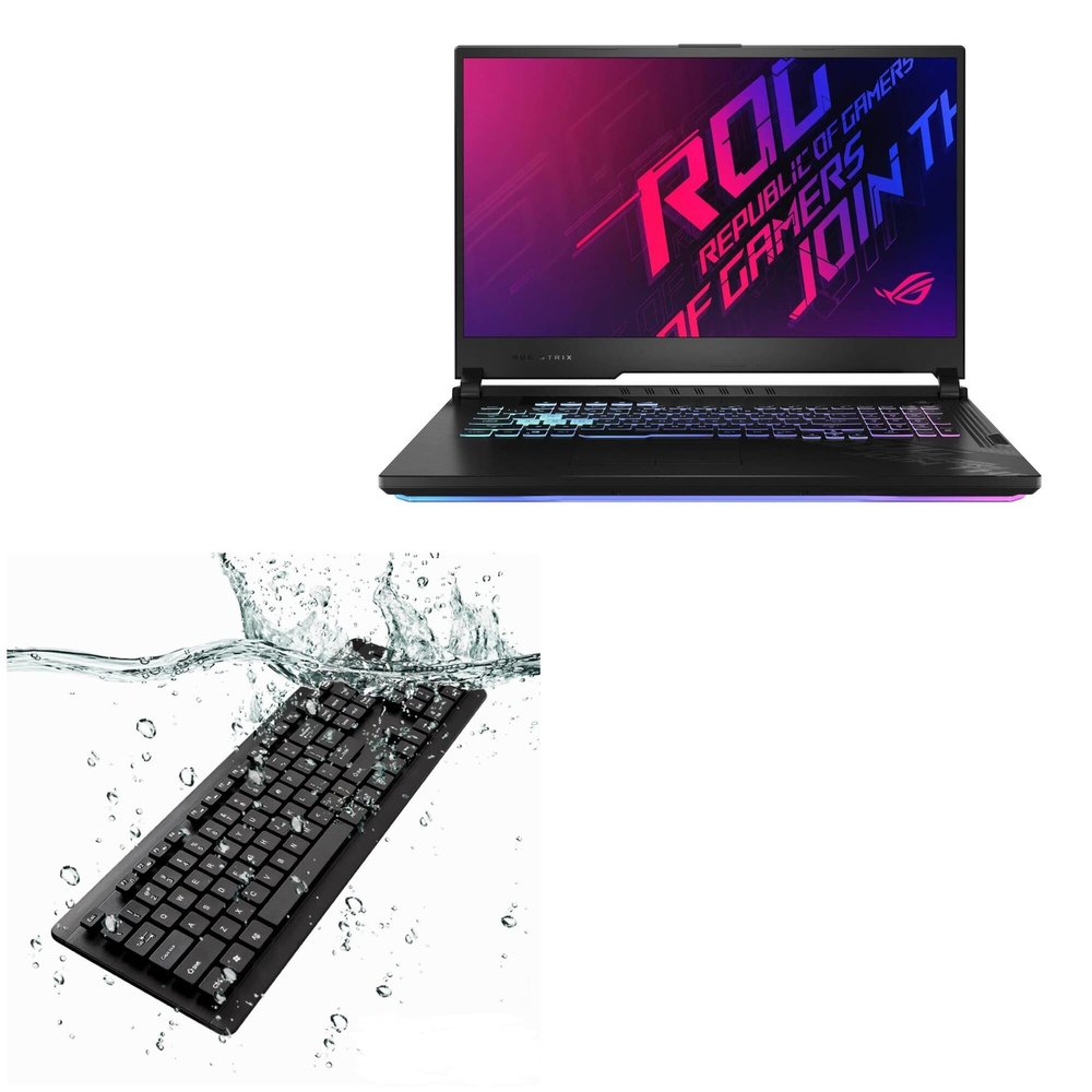 BoxWave Keyboard Compatible with ASUS ROG Strix G17 (G712) - AquaProof USB Keyboard, Washable Waterproof Water Resistant - Jet Black