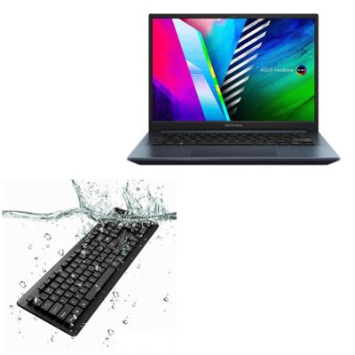 BoxWave Keyboard Compatible with ASUS VivoBook Pro 14 (M3401) - AquaProof USB Keyboard, Washable Waterproof Water Resistant - Jet Black