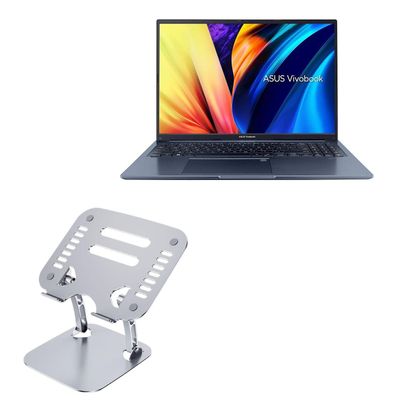 BoxWave Stand and Mount Compatible with ASUS VivoBook 16X (M1603) - Executive VersaView Laptop Stand, Ergonomic Adjustable Viewing Angle Metallic Riser - Metallic Silver