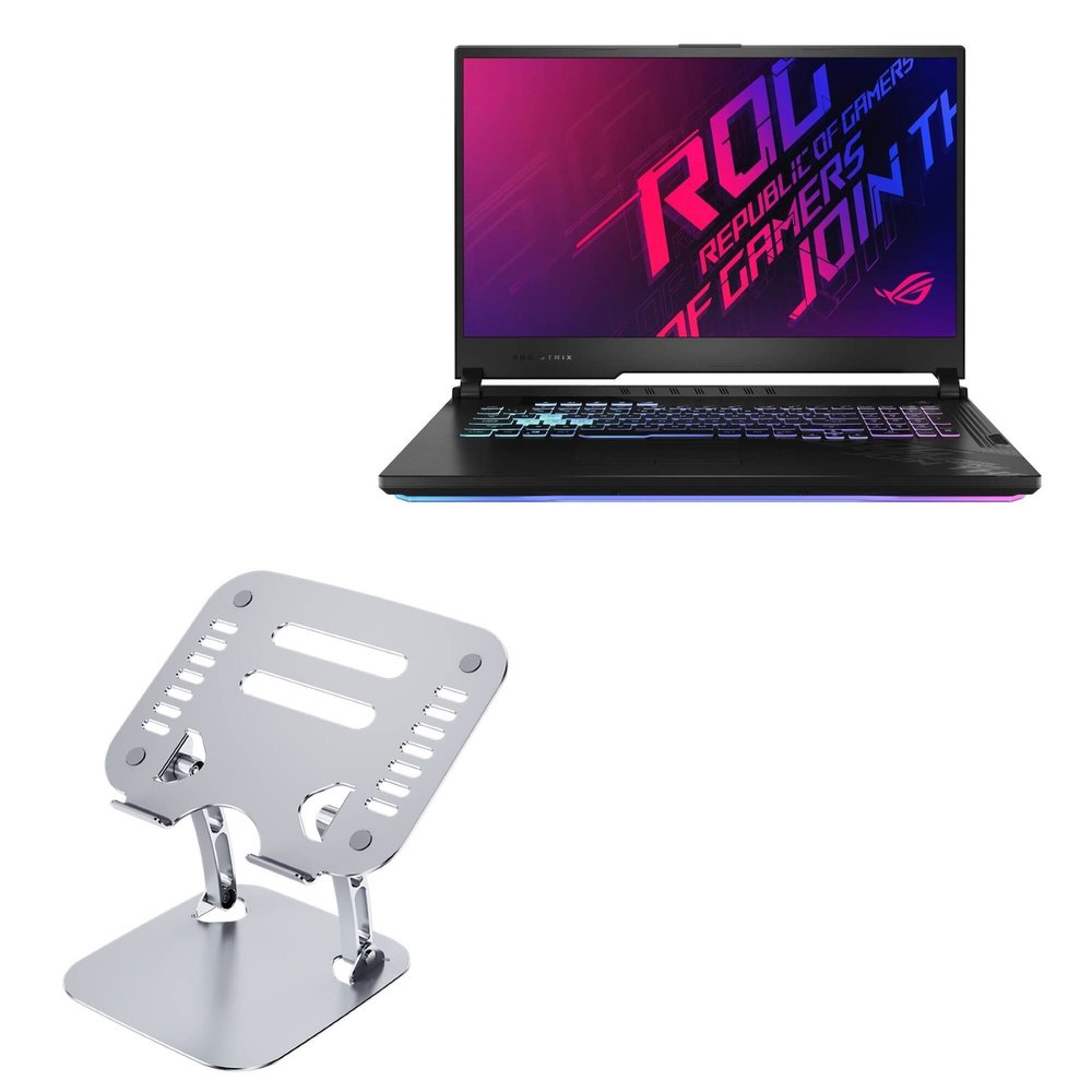 BoxWave Stand and Mount Compatible with ASUS ROG Strix G17 (G712) - Executive VersaView Laptop Stand, Ergonomic Adjustable Viewing Angle Metallic Riser - Metallic Silver
