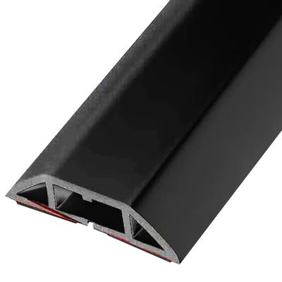 Floor Cord Cover Adhesive Warehouse Large Capacity Anti-Stepping Floor Cable Protector, Easy to Cut Soft PVC Floor Cable Cover, Cord Cavity-1.4 * 0.7cm/0.6 * 0.3inches (Color : Black, Size : 3M)