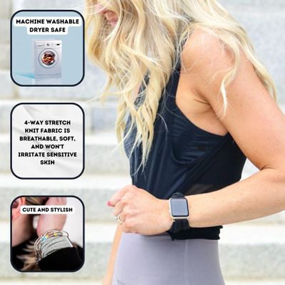 Adriatic Turquoise Yoga Band Apple Watch Series 1-8, 38mm 40mm 41mm 42mm 44mm 45mm (Small (wrist smaller than 7.5" inches), Connector Size: 38mm | 40mm | 41mm, Connector Color: Black)