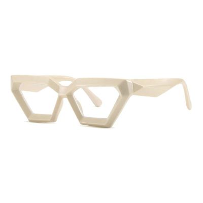 COTIA Square Blue Light Blocking Reading Computer Glasses Women Men Personality Vintage Thick Frame Clear Lens (beige, 1, multiplier_x)