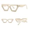 COTIA Square Blue Light Blocking Reading Computer Glasses Women Men Personality Vintage Thick Frame Clear Lens (beige, 1, multiplier_x) view 3