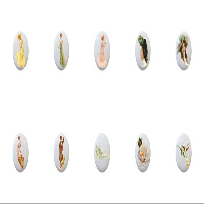 1907 Beauties by TGF Old-Fashioned Women in Dresses Water Lilies Rose Bird Decorative Ceramic Dresser Drawer Pulls Cabinet Cupboard Knobs (Complete Set of All 10)