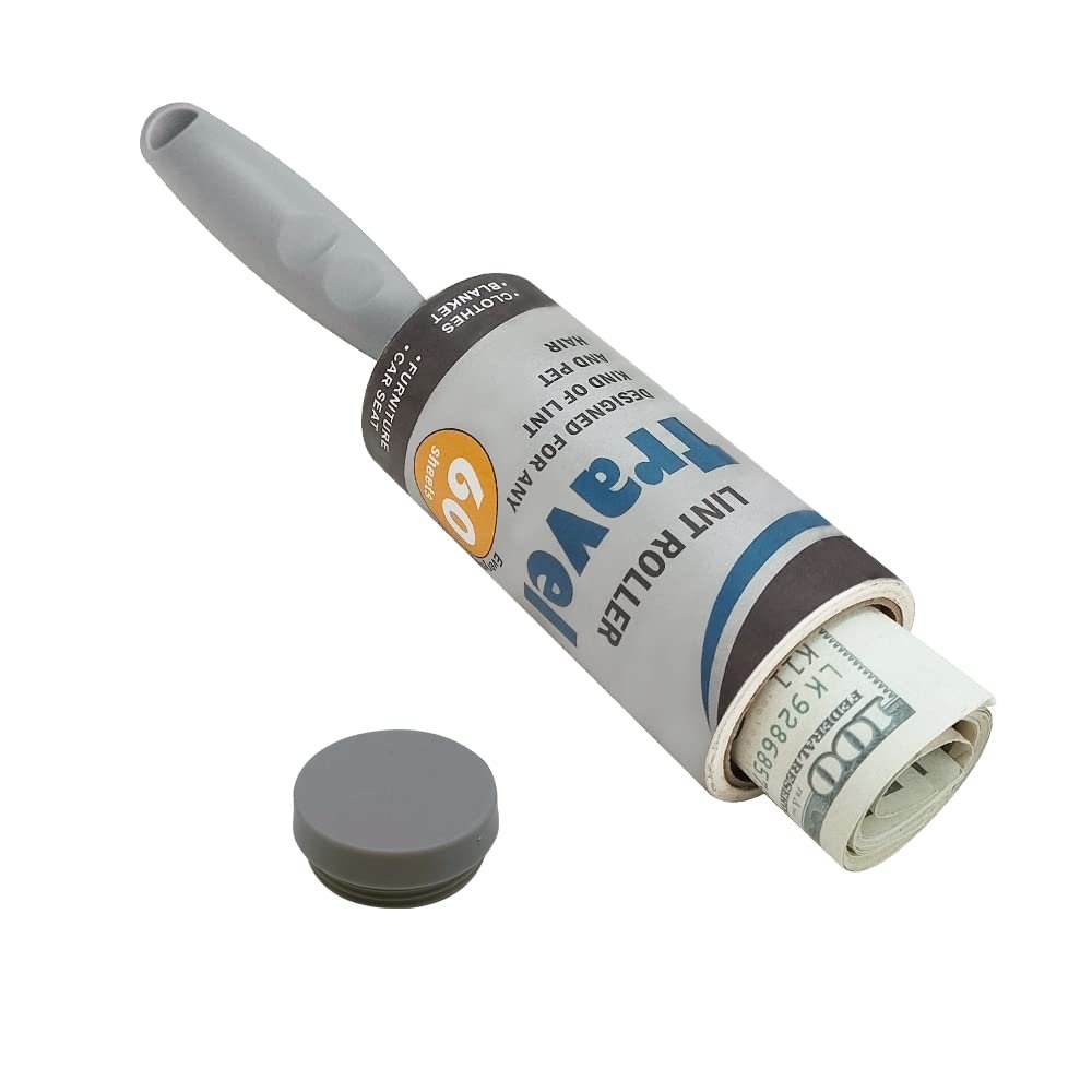 MyGiftHub Keep Your Secret- Lint Roller for Diversion Safe-Hidden Compartment for Keys, Cash and Valuables(Grey)
