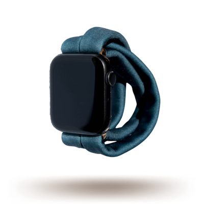 Prussian Blue Yoga Band Apple Watch Series 1-8, 38mm 40mm 41mm 42mm 44mm 45mm (Small (wrist smaller than 7.5" inches), Connector Size: 42mm | 44mm | 45mm, Connector Color: Black)