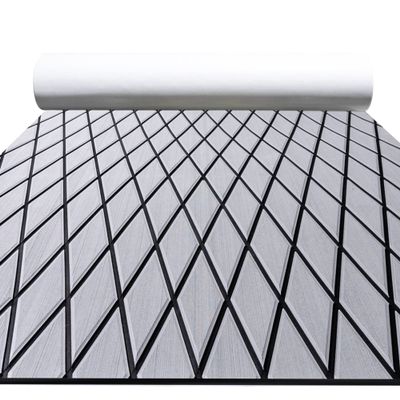 FOCEAN Boat Flooring EVA Foam Boat Decking Marine Mat Non-Slip Self-Adhesive Flooring Sheet for Motorboat Kayak Surfboard Garden Swimming Pools, 75''x 28'', Grey with Black Lines