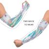 Dussdil Blue Purple Orange Ink Marbling Gardening Arm Sleeves Farm UV Sun Protection Cooling Arm Sleeves for Garden Women Men with Thumb Hole view 4