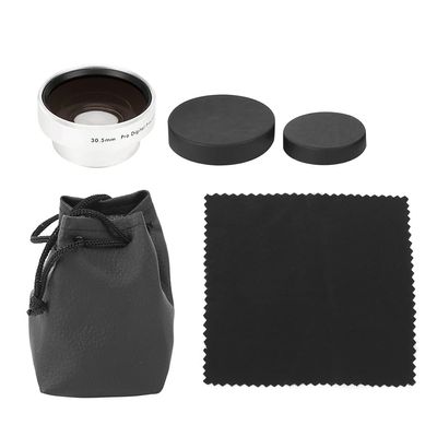 Camera Lens,Metal 30.5mm 0.45x Magnification Optical Glass Wide Angle Macro Additional Lens with Lens Bag,Silver