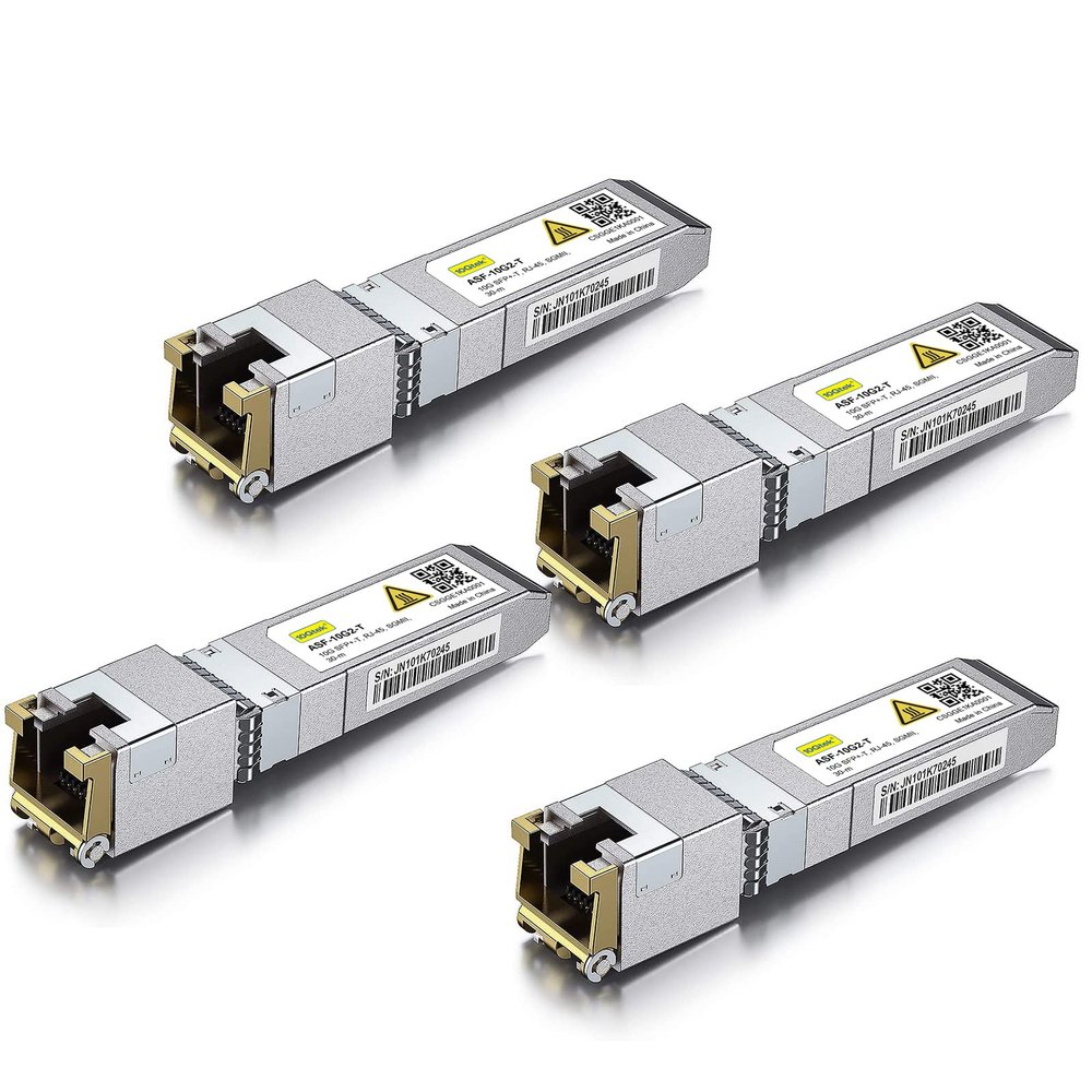 10Gtek ././/- + , CAT.6a Copper Transceiver, Auto-Negotiation SFP+ Ethernet Module, up to 30-Meter, for Cisco SFP-10G-T-X, Ubiquiti, Netgear, Pack of 4