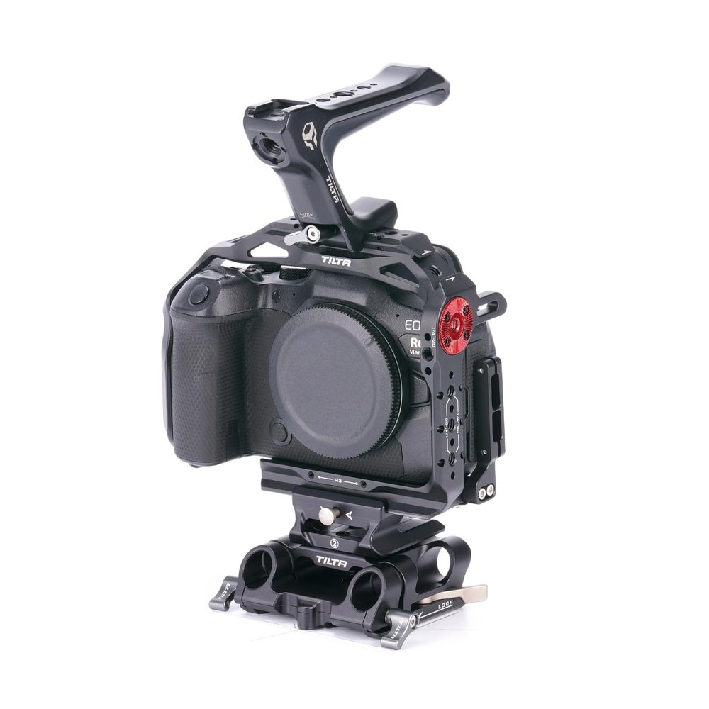 Tilta Basic Kit Compatible with Canon R6 Mark II, with Mount Accessories via NATO Rail, Rosette, Cold Shoe, and 1/4"-20 Threads with Locating Pins | TA-T45-A (Black)