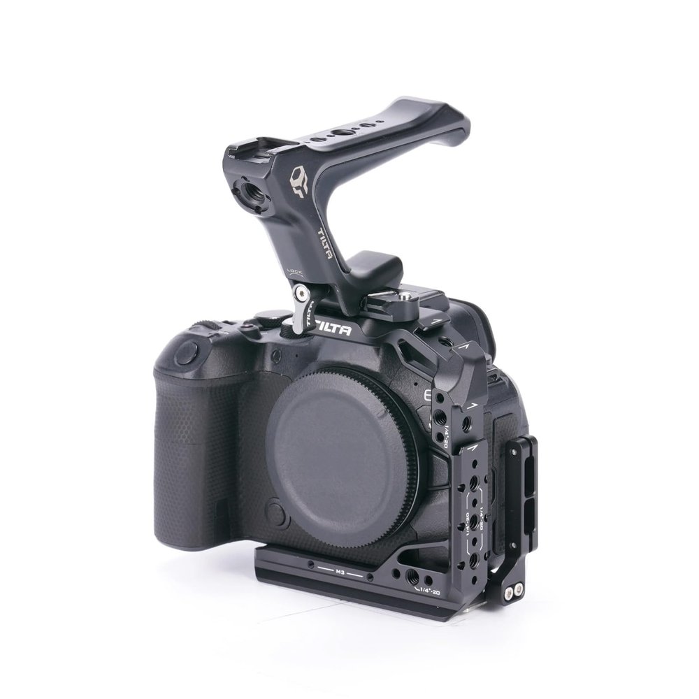Tilta Lightweight Kit Compatible with Canon R6 Mark II, Half Cage with Mount Accessorioes via NATO Rail, Cold Shoe, and 1/4"-20 Threads with Locating Pins | TA-T45-B (Black)