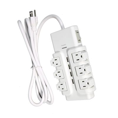 Power Strip Surge Protector with 4 USB Ports Flat Plug 6 Metal Power Rotating Outlets Wall Mountable 6 Feet Long Extension Cord for Home Office Compatible with GFCI ETL Listed White 15A 1875W
